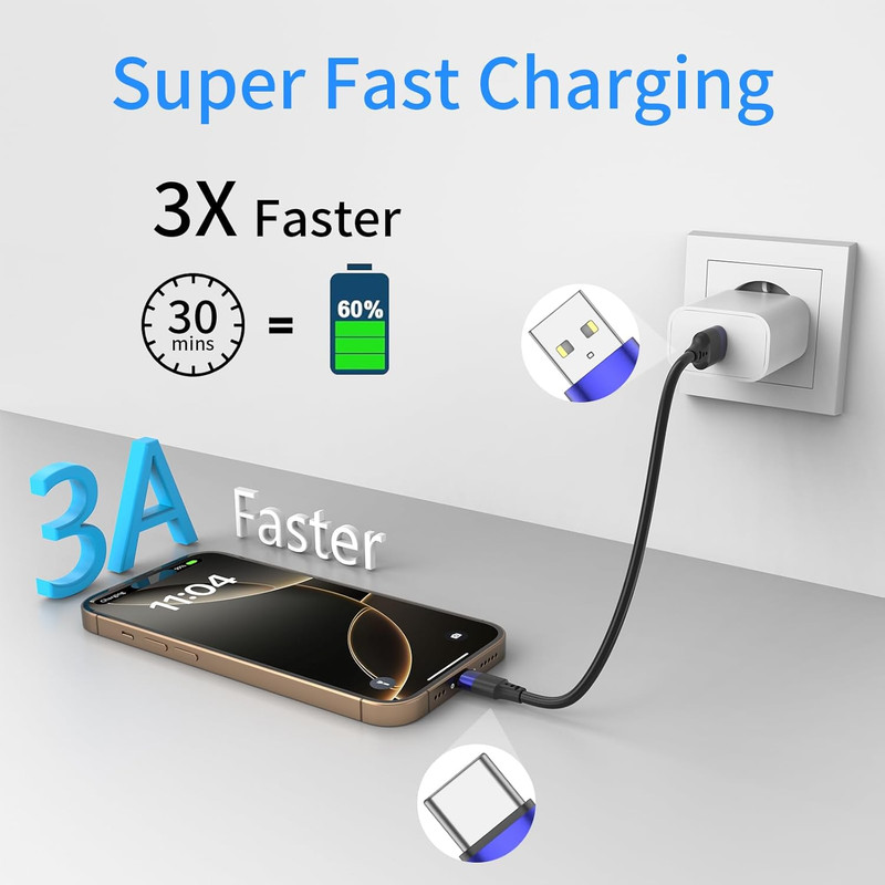 6 Inch Short USB C Cable Bulk 10 Pack, Multipack Short USB a to USB C Cable for gallery