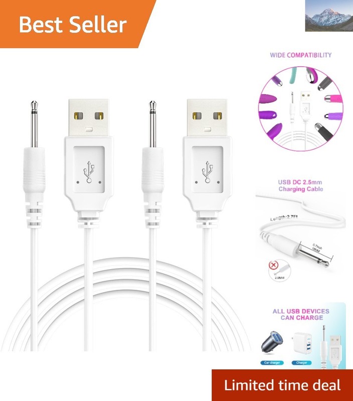 High-Quality 2.7Ft USB DC Charging Cable 2.5mm for Massagers – White (2 Qty)