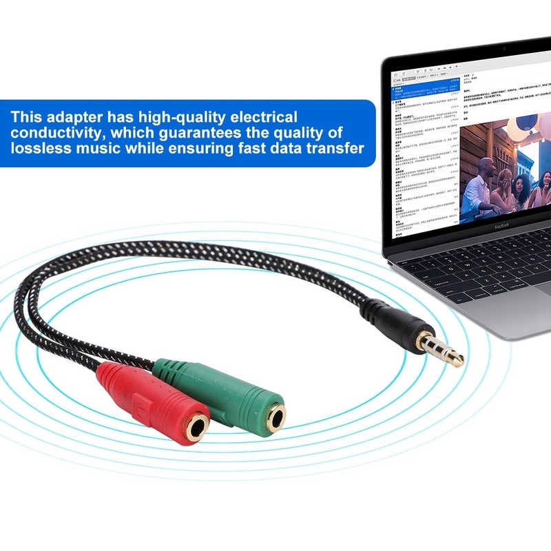1-in 2 Male To Female 3.5mm Double Earphone Microphone Adapter Headset Couple gallery