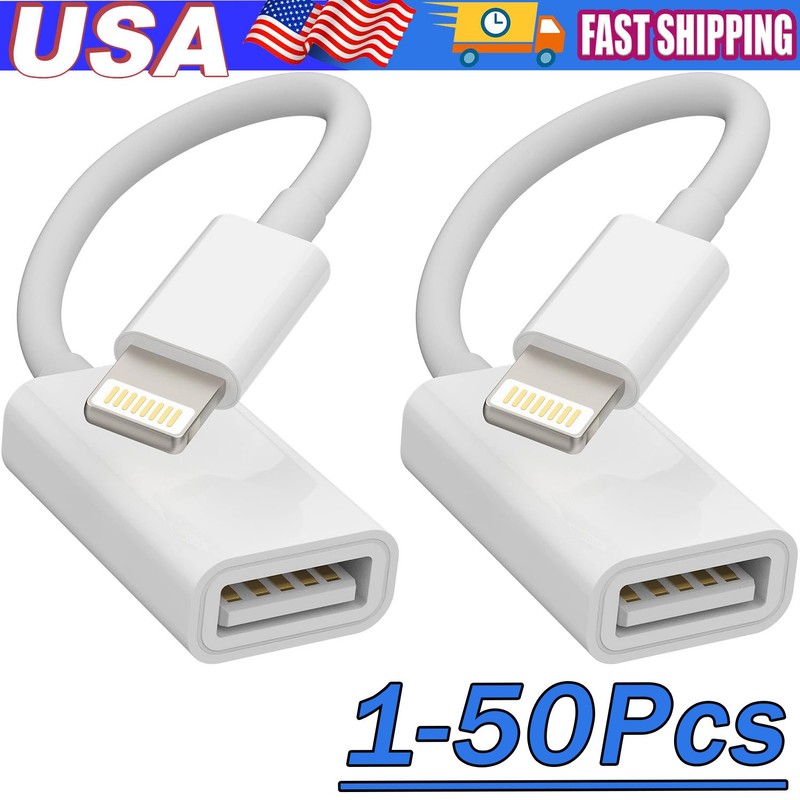 To Camera USB Female OTG Connector Adapter Cable For Apple iPhone iPad iPod lot