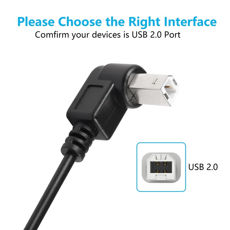 2 PCS USB B to Type C Male Printer Cable 11.8 inch Right Angled Up+Down Cord gallery