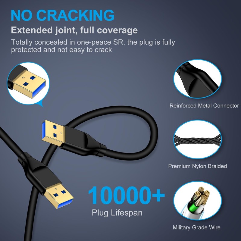 USB to USB Cable 6FT, 2Pack USB3.0 Male to Male Cable Type A to Type A Cord D... gallery