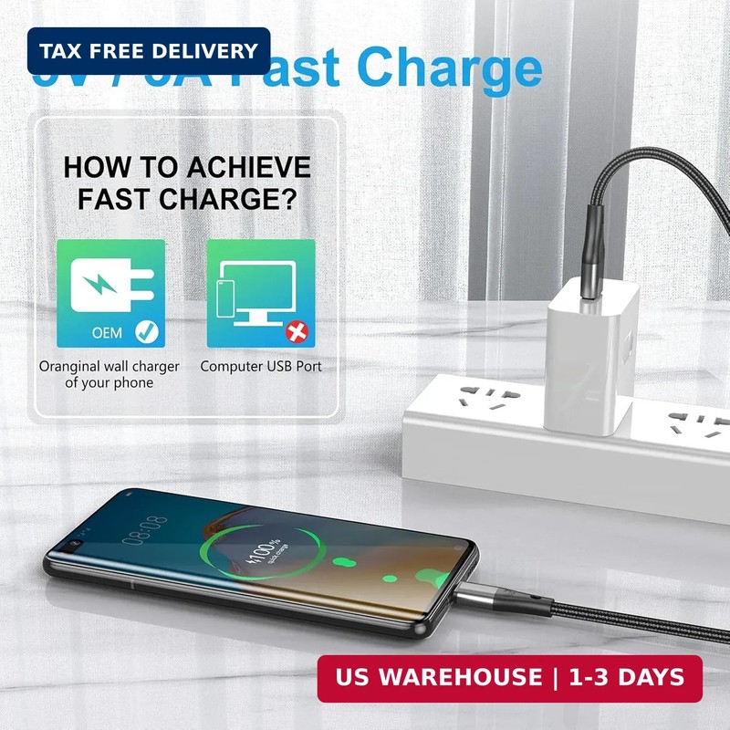 USB to USB C Cable,3Pack 10ft Premium Nylon Braided Fast Charging,3A Rapid Charg gallery