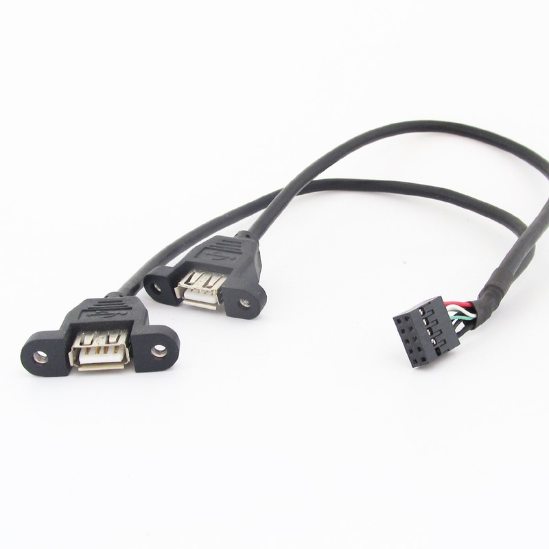 5pcs 50cm 2 Port USB A Female to Internal 2x5 way 9 Pin Header Adapter Cable gallery