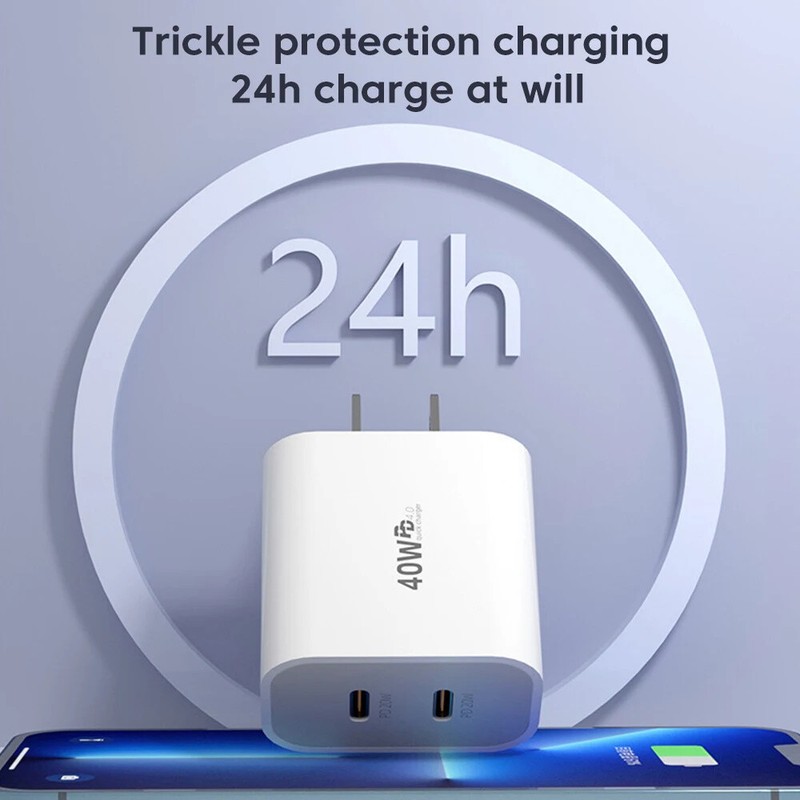 2 in1 Dual Ports Type C Plug USB C Fast Charger Block For iPhone 16 15 14 11 Lot gallery