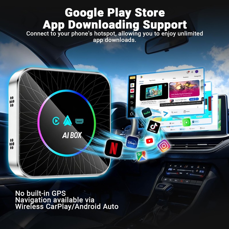 AI Box Carplay, 4+32GB Car Video Box for Netflix/YouTube/TikTok/TF Card & HDM... gallery