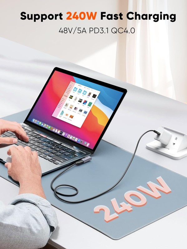 Right Angle USB C Adapter 5 Pack - 90 Degree Male to Female, 40Gbps 240W, Thunde gallery