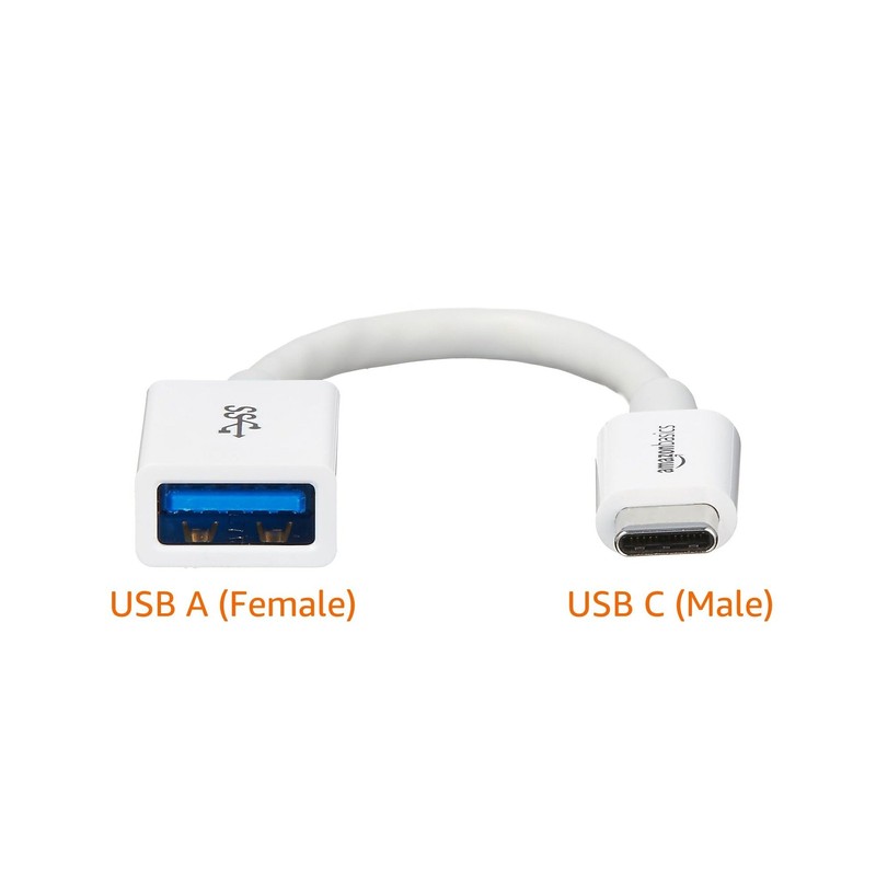 Amazon Basics USB-C to USB-A 3.1 Gen1 Female Adapter Cable Pack of 1, White gallery