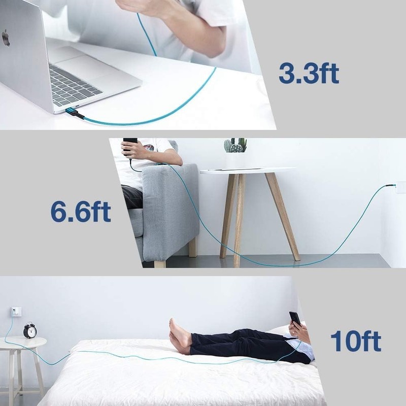 JSAUX Micro‑USB Cable 3‑Pack – Blue Braided (3.3ft + 6.6ft + 10ft) gallery