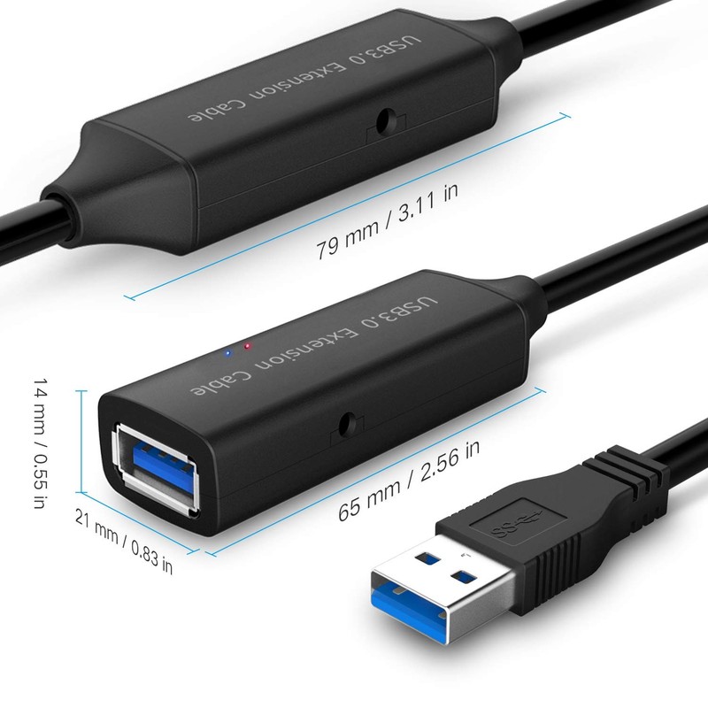 USB 3.0 Active Extension Cable 32 Feet with 5V 2A Power Adapter, USB 3.0 Exte... gallery
