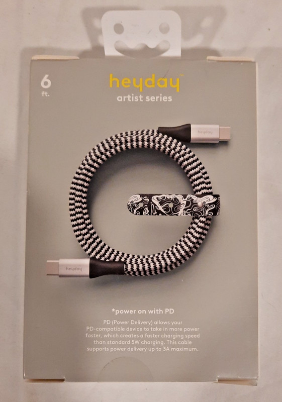 HEYDAY ARTIST SERIES 6 FOOT FAST CHARGING CABLE (USB-C) TO (USB-C) OPEN BOX gallery