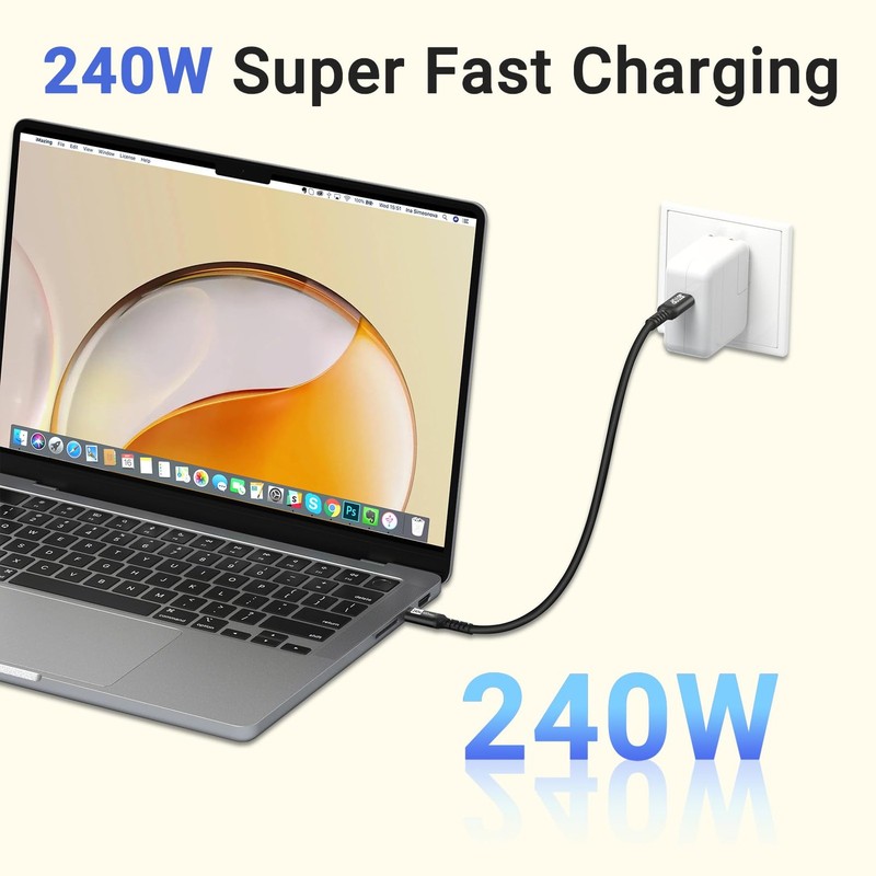 USB C to C Cable(1FT, 2packs) 240W Fast Charging USB C Cable Compatible with ... gallery
