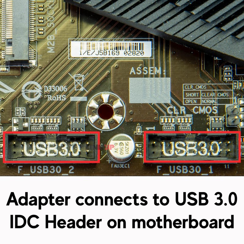 USB 3.2 Gen 2 Internal Adapter 20-Pin Male to Female 10Gbps 24cm Black gallery
