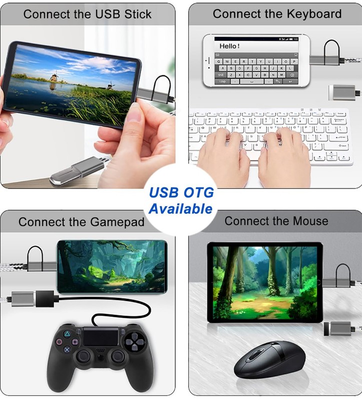 2-in-1 USB C/Micro to Adapter, C OTG Adapter Cable Gray gallery