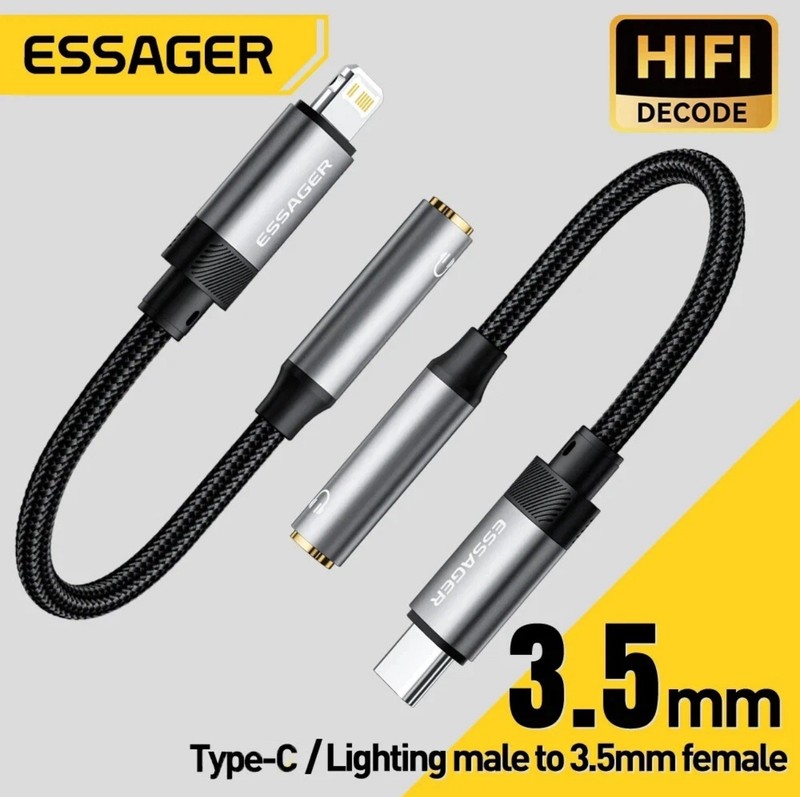 USB-C & iPhone to 3.5mm Headphone Audio Adapter Hi-Fi DAC