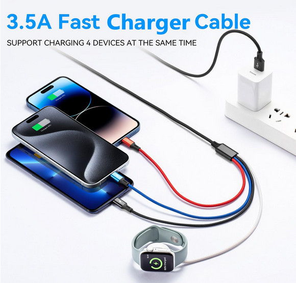 4-in-1 Apple Watch & iPhone Charger Cable 4FT USB-C Multi Charging Cord gallery