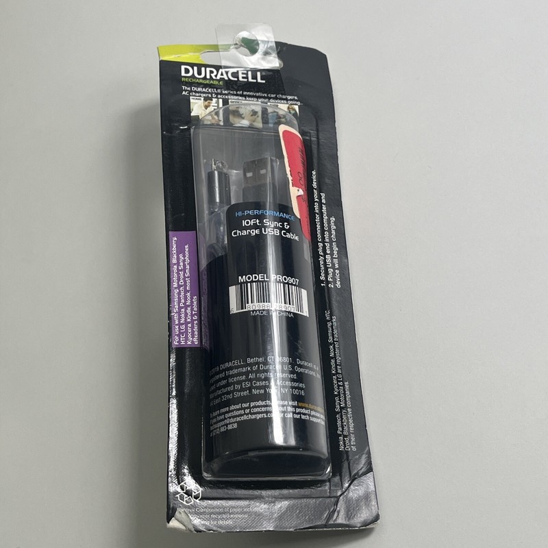 Duracell Sync & Charge Fabric 10' Cable USB To Micro Black Pro 440 gallery