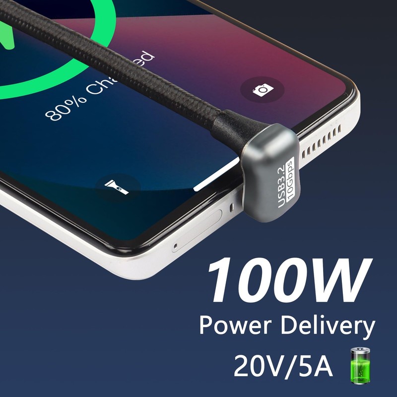 100W USB C To C Cable U Shape Back Angled Extension 10Gbps 1.5M/4.9FT gallery