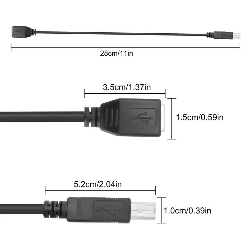 USB 2.0 TypeB Male to Female Printer Short Extension Cable 25CM Cord 2 PCS gallery