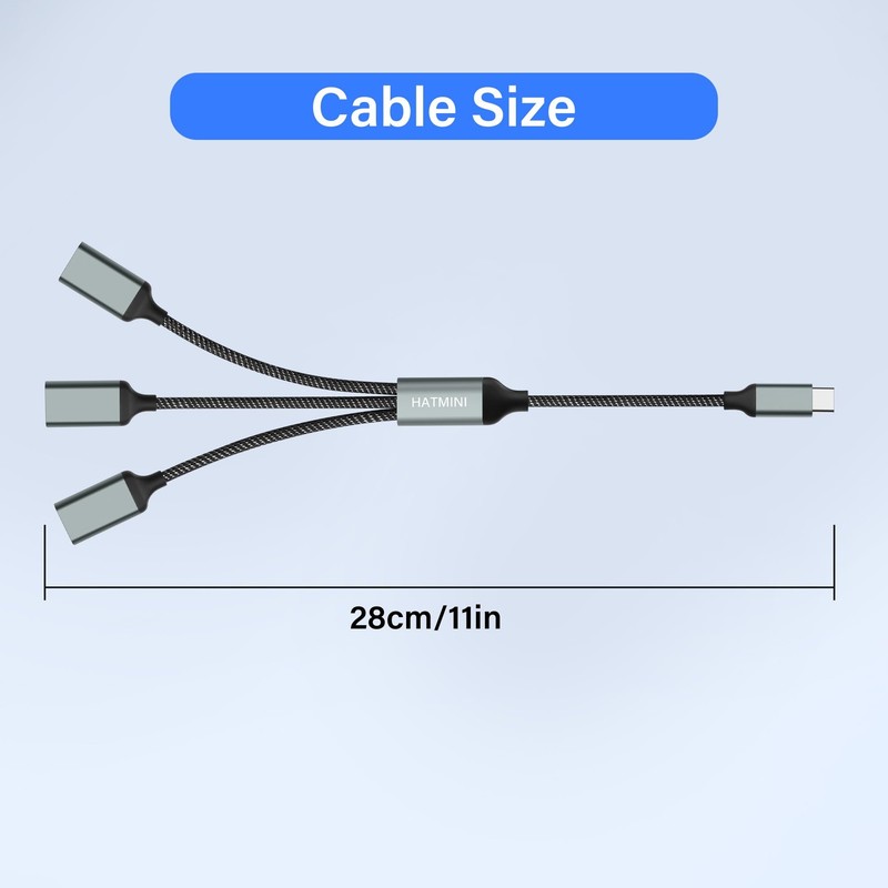 USB Splitter Cable 2.0 Male 3 Port Female Multi Extender Data Power USB C gallery