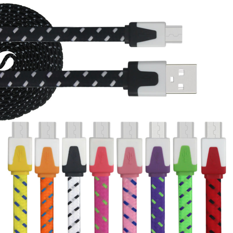 6FT 1-12 Pack Lot Flat Braided For Micro USB Charge Cable Fast Extra Long Cord gallery