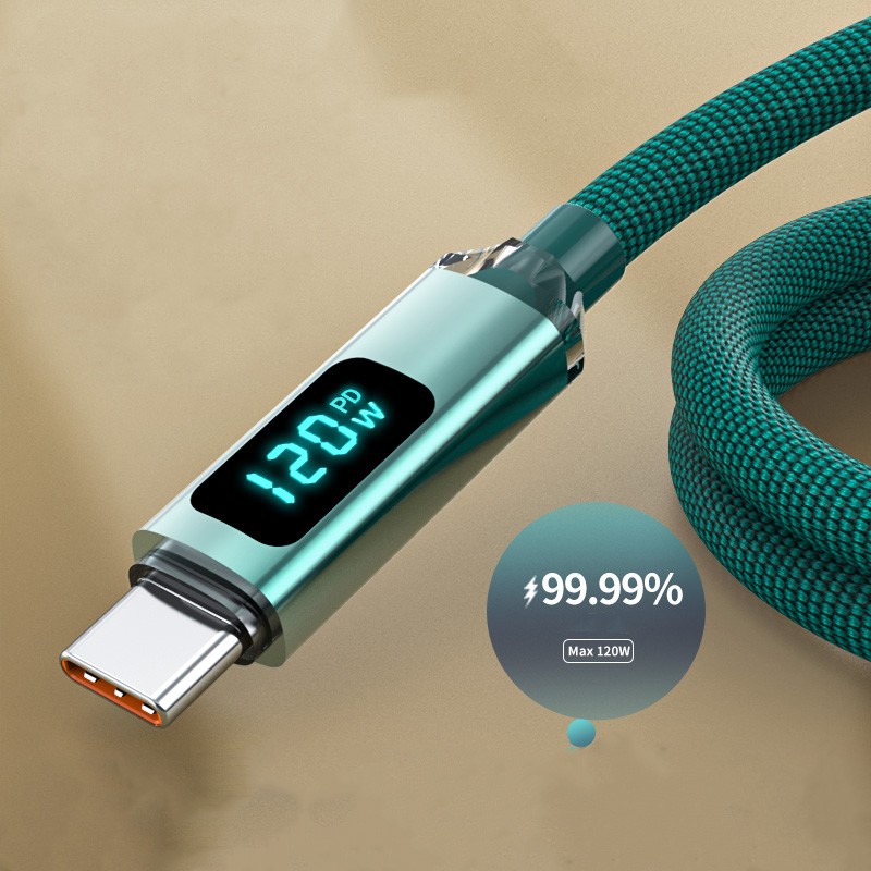 120W Braided Cable Dynamic Power Phone Fast Lead Charger 6A USB to C Colorful gallery