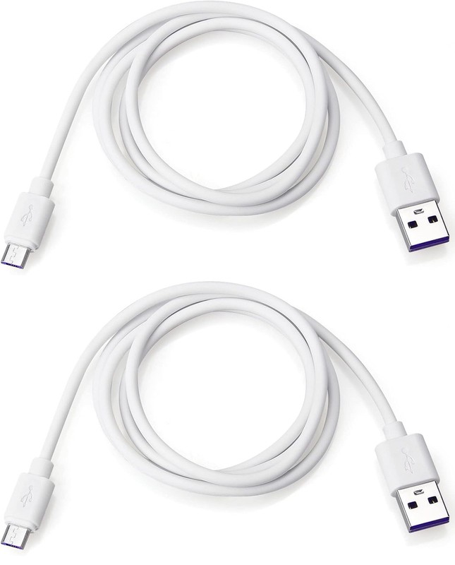 USB to Micro USB Cable Fast Charging Cord Data Wire White 2 PCS Length 3ft gallery