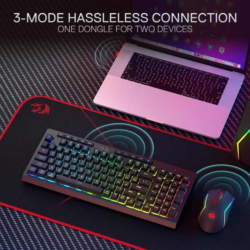 Redragon S142 Wireless Gaming Keyboard & Mouse Combo, 98 Keys K515 PRO RGB Me... gallery