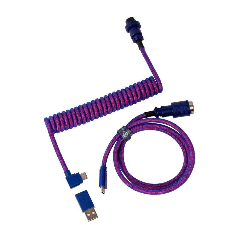 Premium Coiled USB-C Angled Purple Cable, 5-Pin GX16 Detachable Metal Connect…