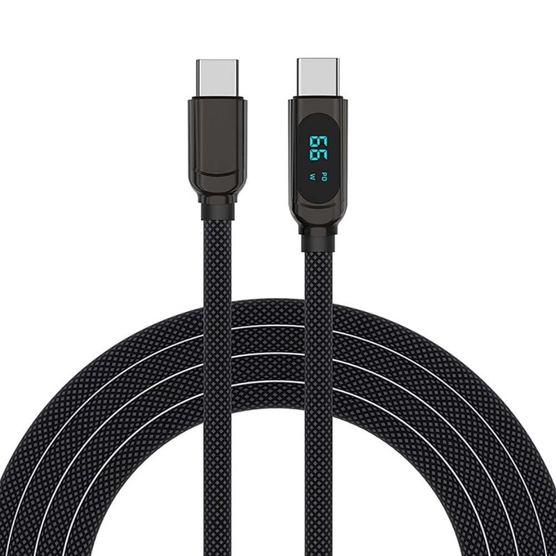 USB C to USB C Cable 1-Pack PD 100W with LED Display, Braided USB C Cable Rea…