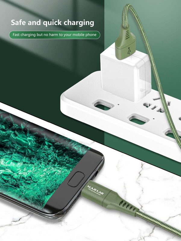 M A D LAB USB to USB C Cable; 3;3 Ft Nylon Braided; 3A Charging; 480 Mbps Dat... gallery