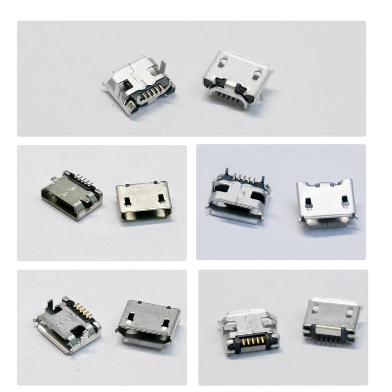 50 Pcs 10 Types Micro USB Female Connector Set, 5-Pin Micro USB Ports for Pho... gallery