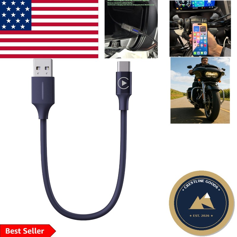 Compact Motorcycle CarPlay Cable – 2-in-1 Charger for Goldwing 2018-2024