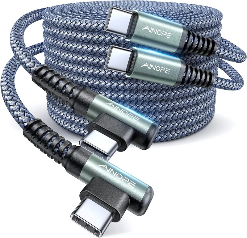 AINOPE USB C Cable to USB C 60W 2-Pack 6.6Ft Nylon Braided Type C Charger Fast C