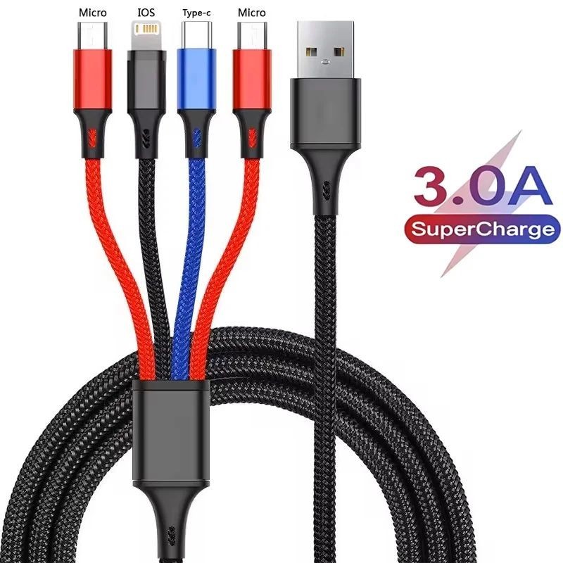 4 in 1 Multi USB Charging Cable Fast Charger Cord For iPhone/Type C/Micro USB