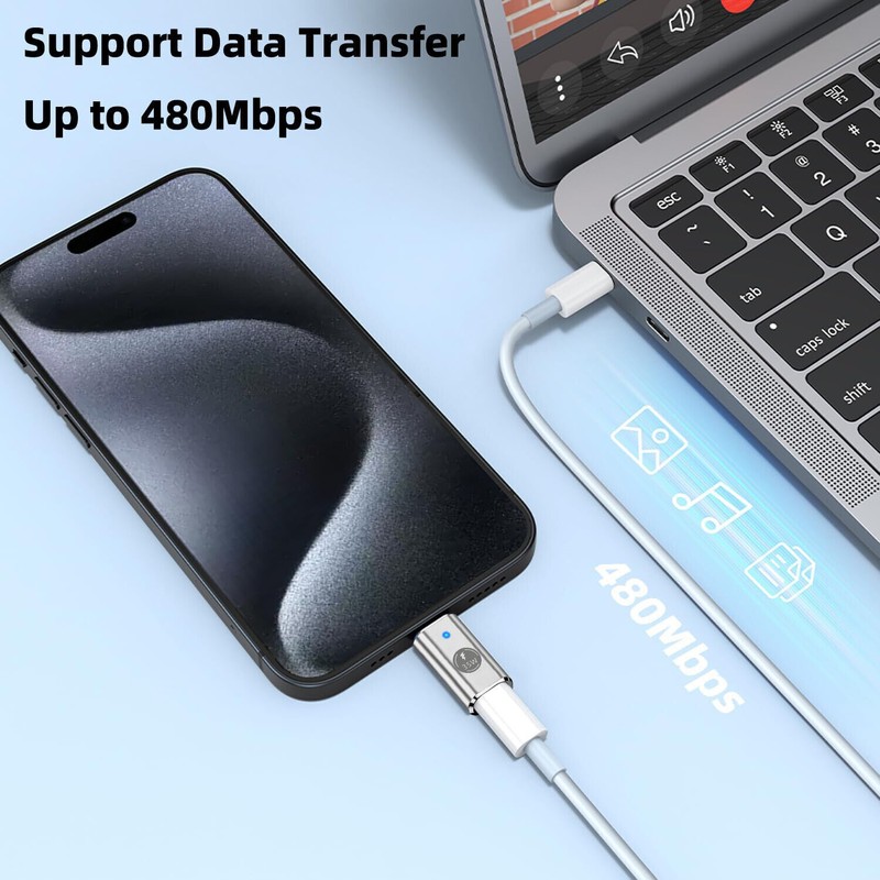 35W USB-C Male to iOS Female Adapter + lanyard For iPhone 15 Pro Max 15 Plus Lot gallery