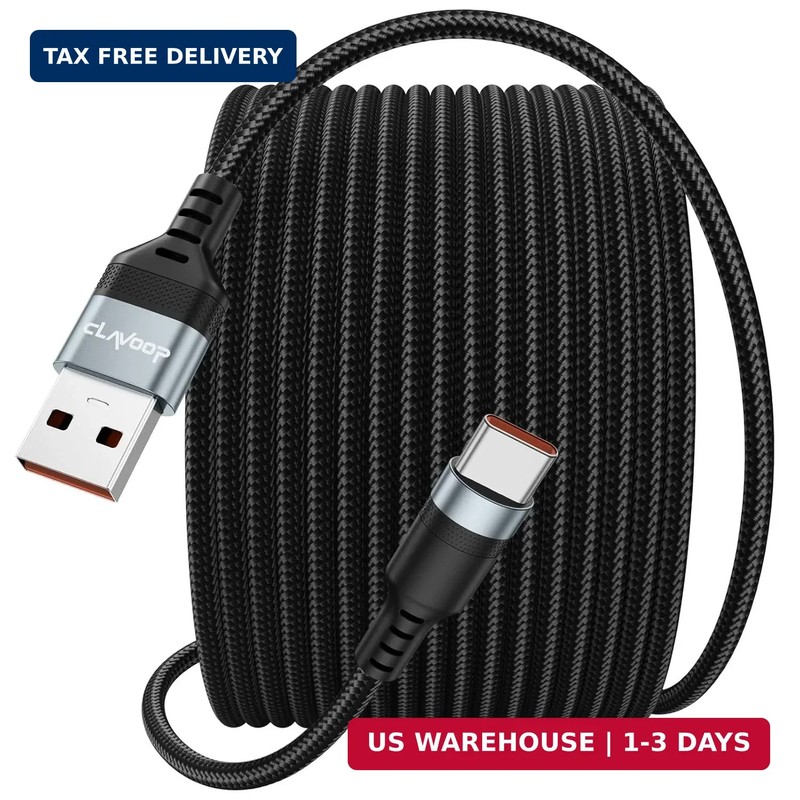 25ft USB C Cable Fast Charging 12W, Extra Long USB A 2.0 to USB-C Charge Cord 25
