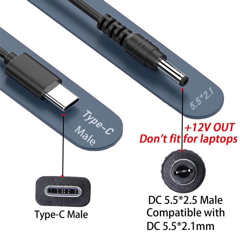 USB to DC 5.5mm x 2.1mm Power Cord, 5ft USB Input to DC 12V Output Power Char... gallery