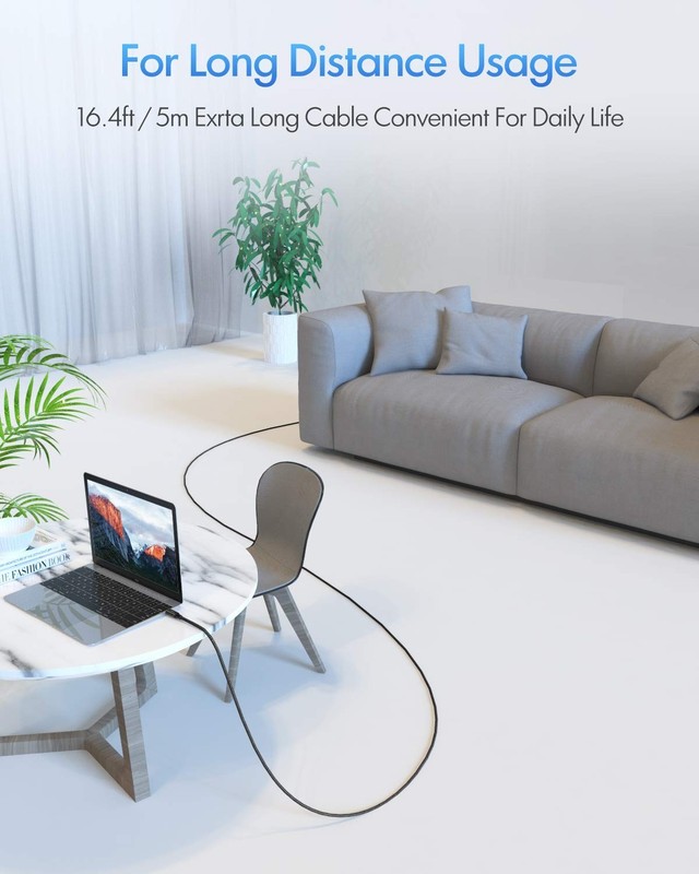 Long 15ft USB-C to USB-C Cable - Fast Charge & Tangle-Free, Quality gallery