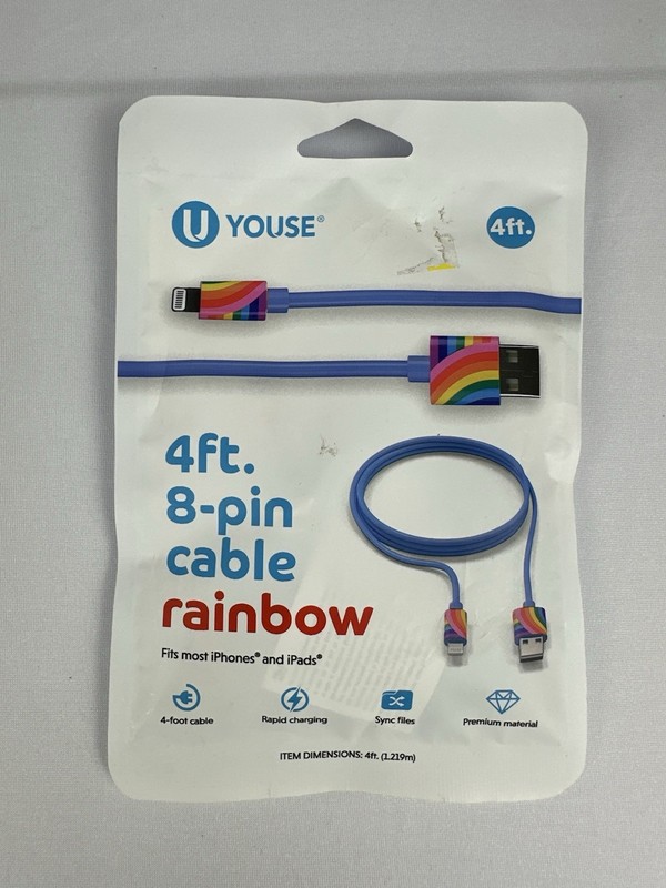 U Youse 4ft 8 Pin Rainbow Cable – iPhone iPad Charger