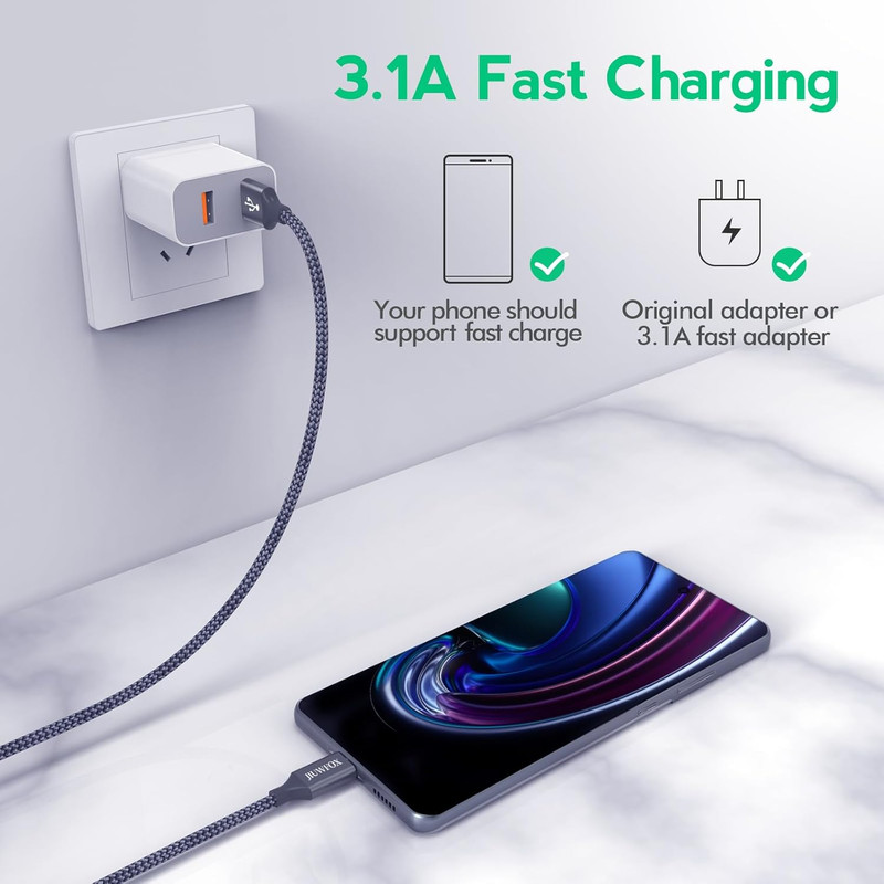 USB to USB C Cable, (5-Pack, 3/3/6/6/10 Ft) for Iphone 17 16 Charger Cord Fast C gallery
