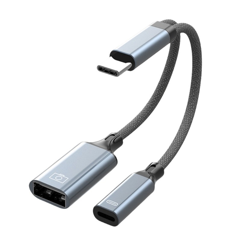 Durability Braide USB C Adapter Double Charging &Audios Port Braide OTG Connecto