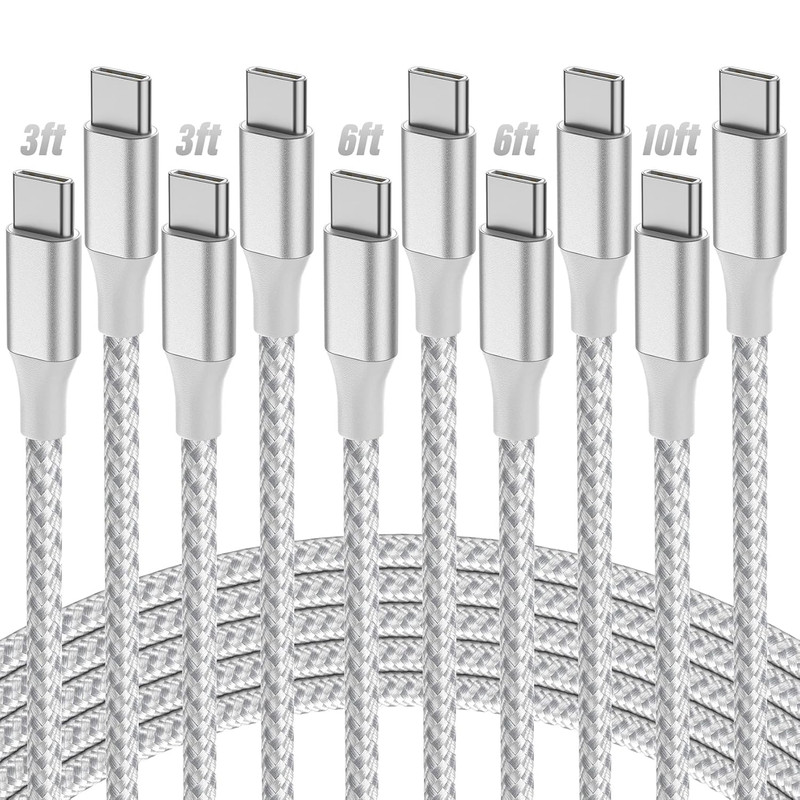 Swaggwood USB C to USB C Cable, 5-Pack [3/3/6/6/10FT] 60W USBC Fast Charging Cab gallery