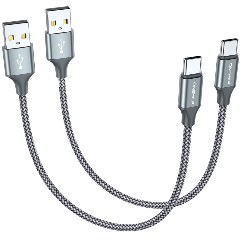 [2-Pack, 1ft] Short USB Type C Cable,Portable USB-C Charger Nylon Braided Fast–