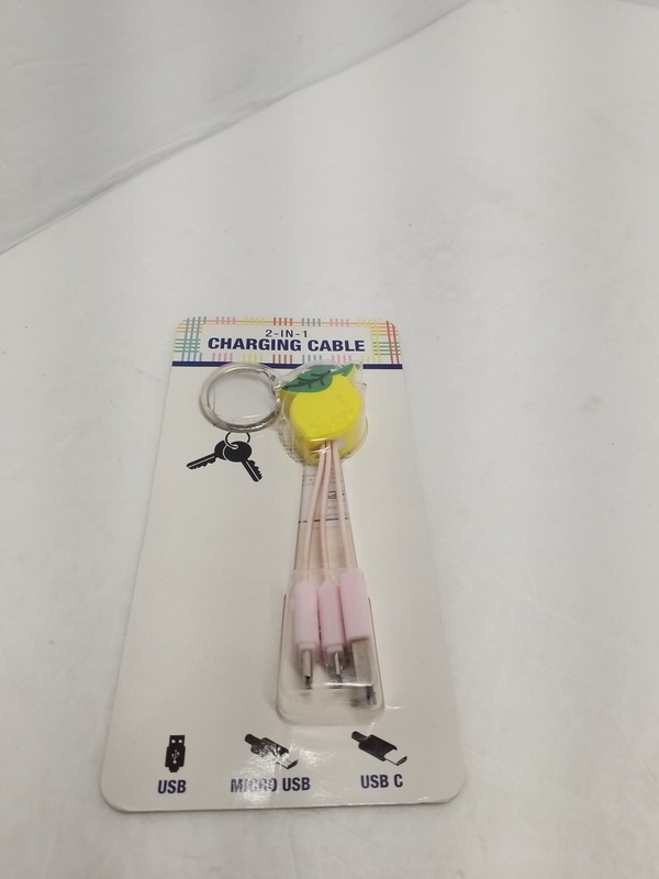 Orbit Innovations 2 in 1 Charging Cable USB USB-C & Micro USB CUTE Keychain NEW