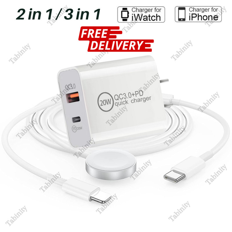 For iWatch 9/8/7/6/5/4/3 iPhone iPod USB C Type C Magnetic Fast Charger Adapter