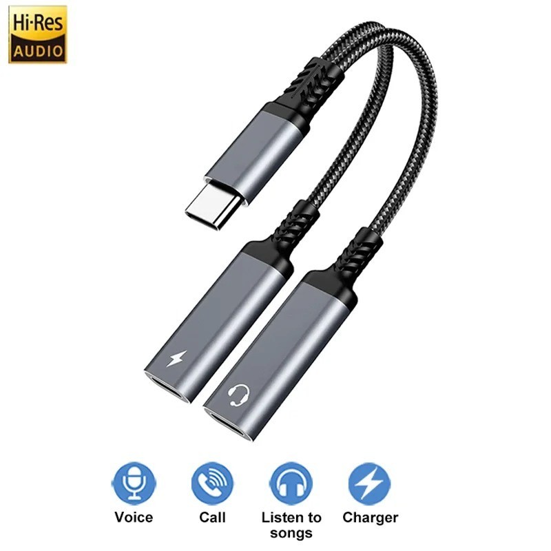 OTG 2 IN 1 USB C Splitter to Dual Type USB C Headphone Jack Audio Adapter PD gallery