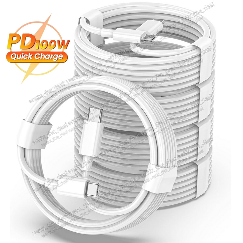 5PCS Lot 100W Type C Fast Charger PD USB C To C Cable 3/6FT For iPad Pro/Macbook