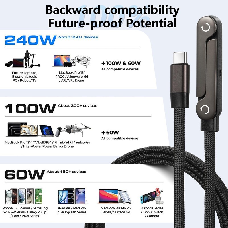 Foluu 2 in 1 Invisible Holder Charger Cable with Stand, 240w Super Fast 2 Pcs gallery