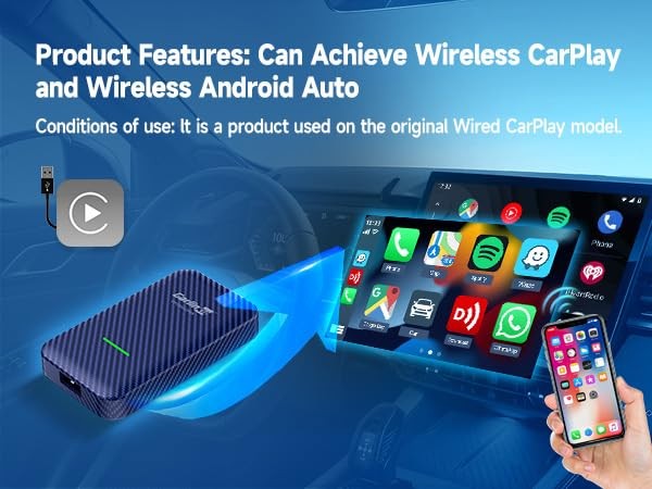 4.0 Wireless CarPlay & Android Auto Adapter, Plug & Play, 2 in 1 - Fit for Fa... gallery